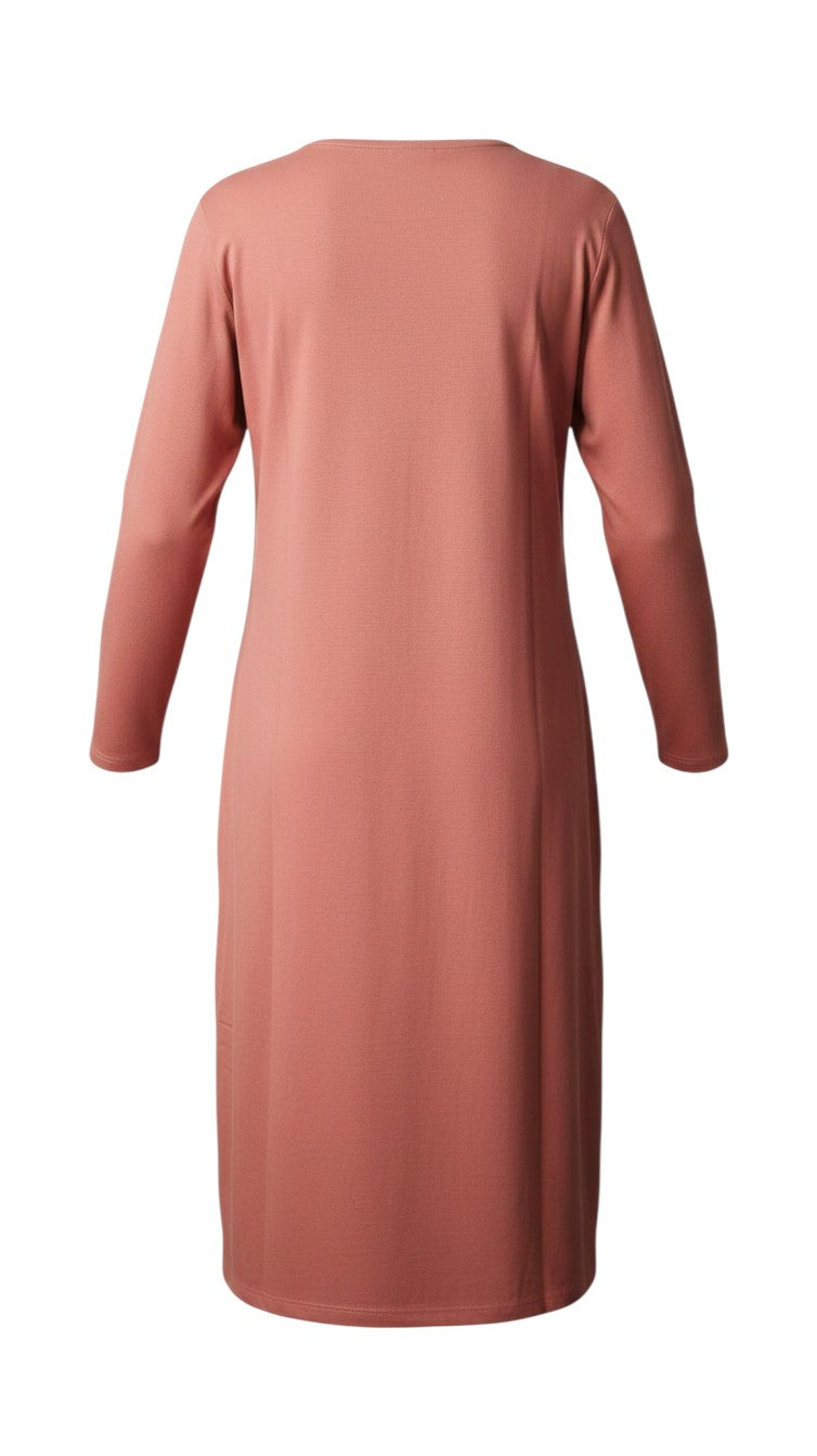 Back view of a Night Suits By Aaka terracotta long-sleeve cotton-blend tunic with a simple, relaxed silhouette.