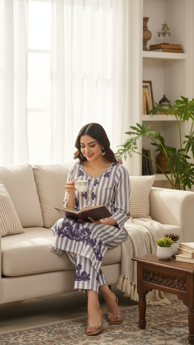 Printed Stripe Kurta