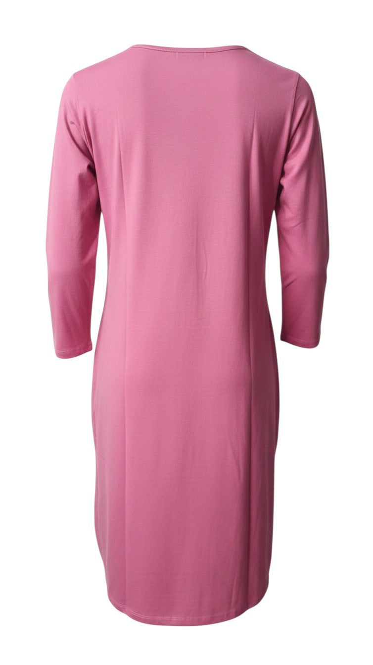 Back view of a Night Suits By Aaka dusty rose long-sleeve cotton-blend tunic with a simple round neckline.