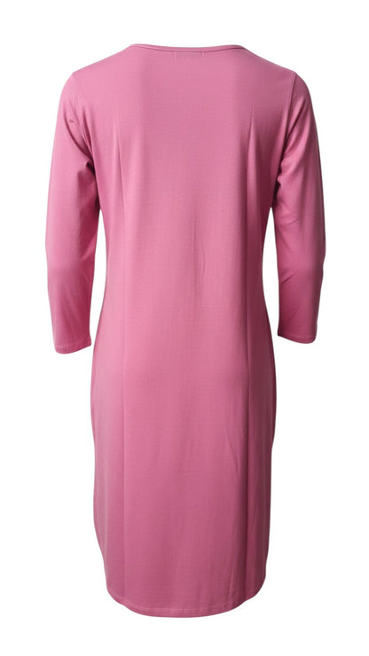 Back view of a Night Suits By Aaka dusty rose long-sleeve cotton-blend tunic with a simple round neckline.